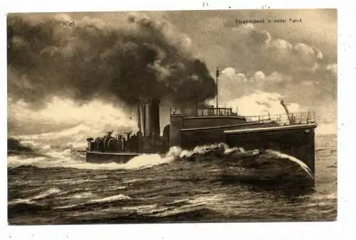 [Ansichtskarte] MILITÄR - MARINE / NAVY, HMS EAGLE, Torpedoboot in voller Fahrt, Verlag Friedrich - Hamburg. 