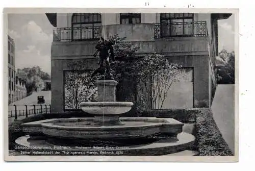 [Ansichtskarte] 0-6840 PÖSSNECK, Gänsediebbrunnen, Entwurf Prof. Diez. 