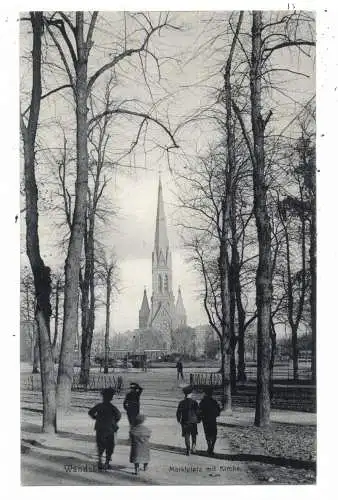 [Ansichtskarte] 2000 HAMBURG - WANDSBEK, Marktplatz mit Kirche, Droschke, Strassenbahn, Verlag Knackstedt & Näther. 