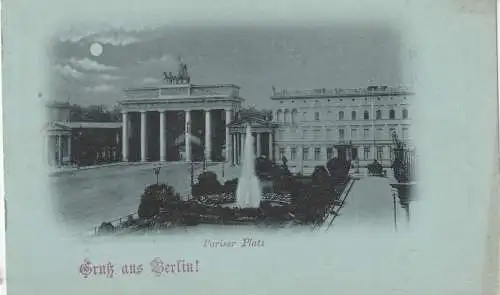 1000 BERLIN, Brandenburger Tor, Pariser Platz, Mondscheinkarte, ca. 1900