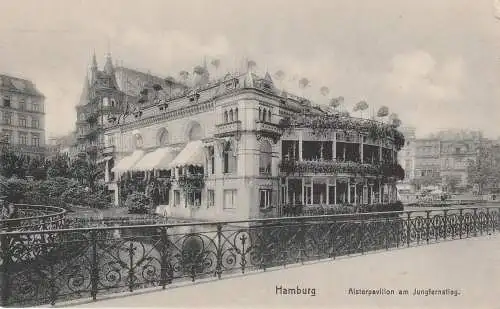 [Ansichtskarte] 2000 HAMBURG, Alsterpavillon am Jungfernstieg, Verlag Büttner. 