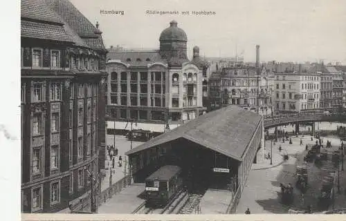 [Ansichtskarte] 2000 HAMBURG, Rödingmarkt mit Hochbahn - Station. 