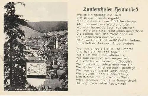 [Ansichtskarte] 3394 LANGELSHEIM - LAUTENTHAL, Heimatlied, 1955. 