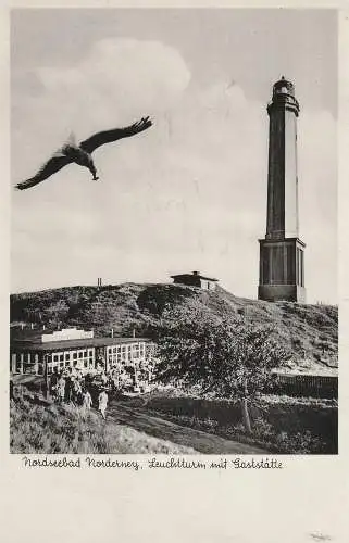 [Ansichtskarte] 2982 NORDERNEY, Leuchtturm und Gaststätte, 1954. 