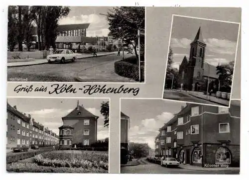 [Ansichtskarte] 5000 KÖLN - HÖHENBERG, Hallenbad, Kirche, Erfurter Strasse, Kösener Weg. 