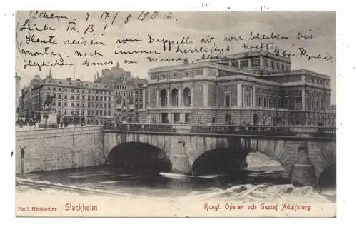 [Ansichtskarte] S 10000 STOCKHOLM, Kungl. Operan och Gustav Adolftorg, 1906. 