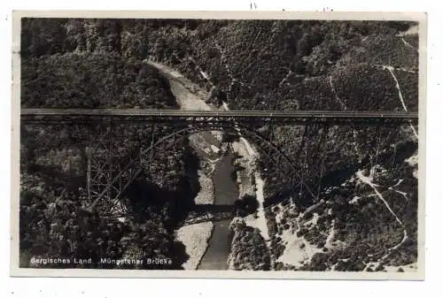 [Ansichtskarte] 5650 SOLINGEN - MÜNGSTEN, Müngstner Brücke, Luftaufnahme 1929. 