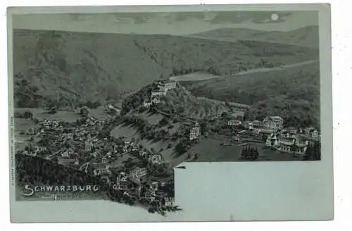 [Ansichtskarte] 0-6825 SCHWARZBURG, Gesamtansicht, Mondscheinkarte, ca. 1900. 