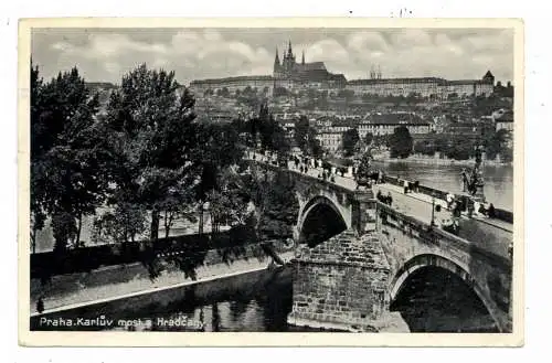[Ansichtskarte] CZ 10000 PRAHA / PRAG, Karlsbrücke und Hradschin, 1934. 