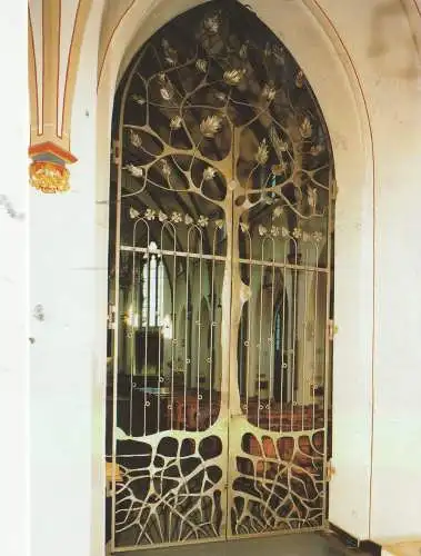 [Ansichtskarte] 4178 KEVELAER, Schmiedeeisernes Portal zwischen Tauf- und Beichtkapelle. 