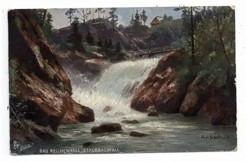 [Ansichtskarte] 8230 BAD REICHENHALL, Staubachfall, Künstler-Karte Schultze, TUCK - Oilette. 