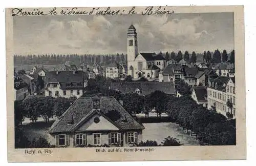 [Ansichtskarte] 7640 KEHL, Kommisionsinsel, Gesamtansicht, 1919. 
