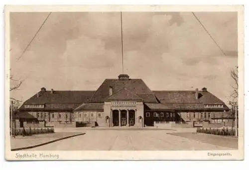 [Ansichtskarte] 2000 HAMBURG - WINTERHUDE, Restaurant Stadthalle im Hamburger Stadtpark, Eingangsseite, Verlag Dransfeld. 