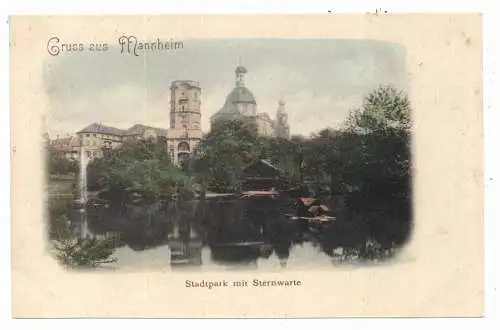 [Ansichtskarte] 6800 MANNHEIM, Stadtpark mit Sternwarte, handcoloriert, ca. 1900. 