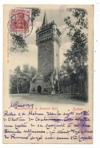[Ansichtskarte] 5100 AACHEN, Aussichtsturm im Aachener Wald, 1909, Verlag Stengel. 