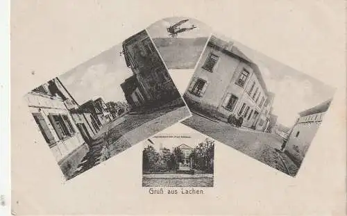 [Ansichtskarte] 6730 NEUSTADT - LACHEN, Strassenansichten, Kriegerdenkmal, Schulhaus, Flugzeug - platz, ca. 1918. 