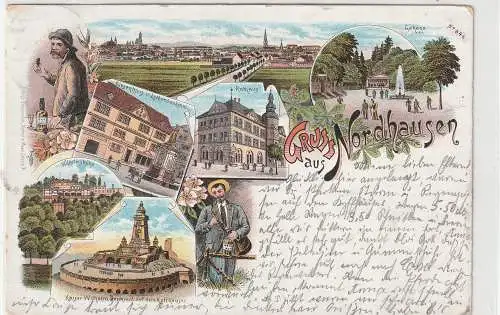 [Ansichtskarte] 0-5500 NORDHAUSEN, Lithographie, 8 Ansichten. 