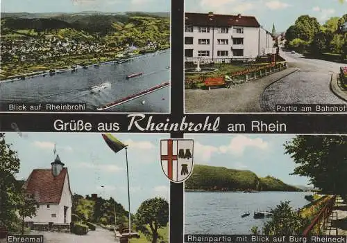 [Ansichtskarte] 5462 BAD HÖNNINGEN - RHEINBROHL, Ehrenmal, Rheinpartie, Am Bahnhof, Gesamtansicht. 