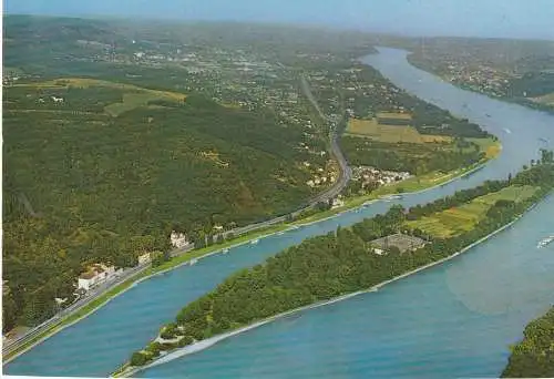 [Ansichtskarte] 5480 REMAGEN - ROLANDSECK, Insel Nonnenwerth, Luftaufnahme. 