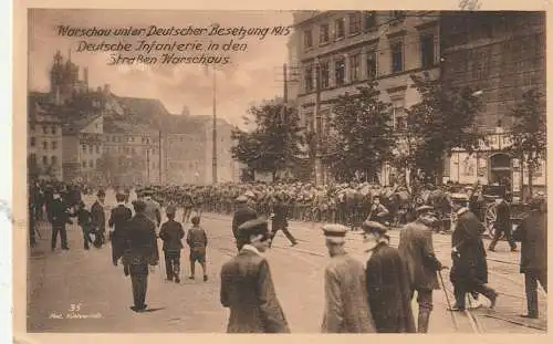 [Ansichtskarte] PL 00-001 WARSCHAU / WARSZAWA, 1. Weltkrieg, Deutsche Infanterie, 1916, Feldpost, Telegraphen - Division. 