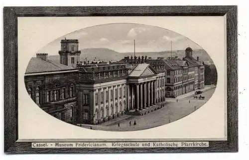 [Ansichtskarte] 3500 KASSEL, Fridericianum, Kriegsschule und Pfarrkirche, 1920,  Verlag Bäcker. 