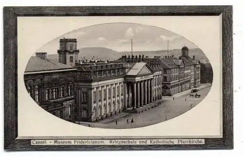 [Ansichtskarte] 3500 KASSEL, KFridericianum, Kriegsschule und Pfarrkirche, 1920,  Verlag Bäcker. 