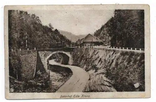 0-8216 KLINGENBERG - HÖCKENDORF, Bahnhof Edle Krone, Dampflok auf der Brücke, Verag adam