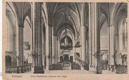 4030 RATINGEN, Pfarrkirche, Innenansicht, 1927