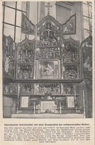 [Ansichtskarte] 5169 HEIMBACH, Schnitzaltar mit dem Gnadenbild der schmerzhaften Mutter, Verlag Fischer. 