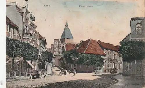 [Ansichtskarte] 2410 MÖLLN, Hauptstrasse, 1907, handcoloriert. 