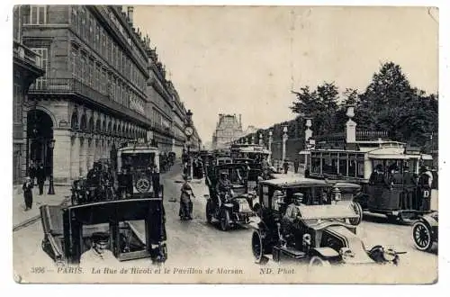 [Ansichtskarte] AUTOMOBIL - TAXEN / TAXIS, Omnibusse und Strassenbahn, Paris 1913. 