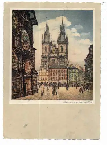[Ansichtskarte] CZ 10000 PRAHA / PRAG, Teinkirche, Künstler-karte, 1959. 
