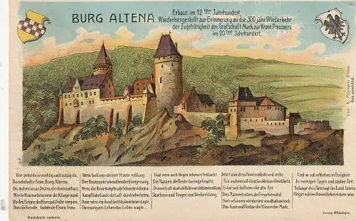 [Ansichtskarte] 5990 ALTENA, Burg Altena, 1908. 