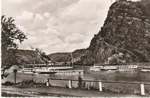[Ansichtskarte] BINNENSCHIFFE - RHEIN, KÖLN - DÜSSELDORFER "VATERLAND" und "GOETHE" vor der Loreley. 