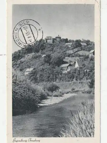 [Ansichtskarte] 5242 KIRCHEN - FREUSBURG, Blick auf Ort und Burg, 1953. 
