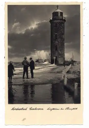 [Ansichtskarte] 2190 CUXHAVEN, Leuchtturm bei Sturmflut /Lighthouse / Vuurtoren / Phare / Fyr, Verlag Waldmann. 