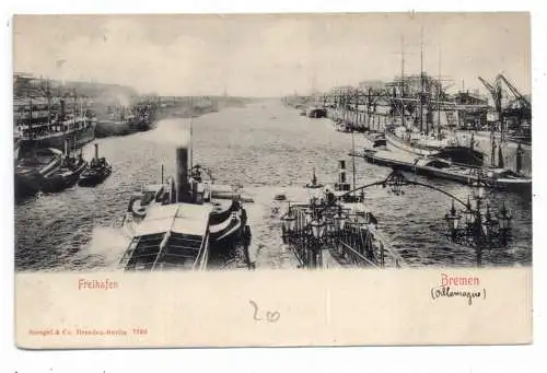 [Ansichtskarte] 2800 BREMEN, Freihafen, ca. 1900, Verlag Stengel. 