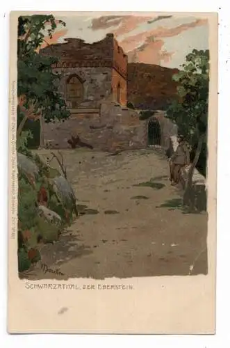 0-6821 DITTERSDORF, Schwarzatal, Der Eberstein, Künstler - Karte, Lithographie, ca. 1905