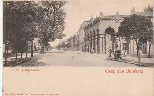 [Ansichtskarte] 0-1500 POTSDAM, An der Hauptwache, Litfaßsäule, ca. 1900, Verlag Saulsohn. 