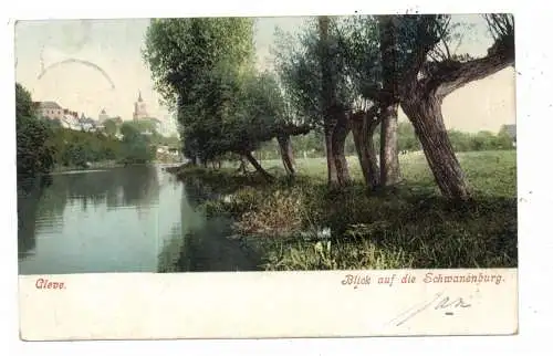 4190 KLEVE, Blick auf die Schwanenburg, 1904, handcoloriert