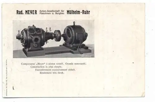 [Ansichtskarte] 4330 MÜLHEIM / Ruhr, Rudolf Meyer Turbo Kompressoren, Werbe-Karte in franz. Sprache. 
