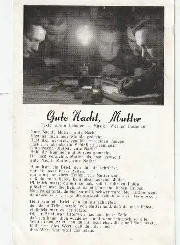 [Ansichtskarte] MILITÄR - 2. WELTKRIEG - WEHRMACHT, Musik "Gute Nacht, Mutter". 