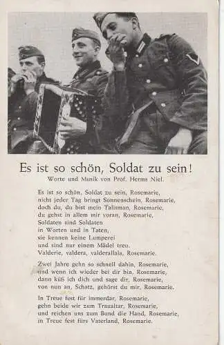 [Ansichtskarte] MILITÄR - 2. WELTKRIEG - WEHRMACHT, Musik "Es ist so schön, Soldat zu sein". 