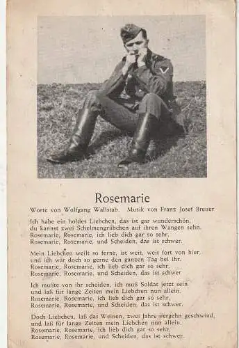 [Ansichtskarte] MILITÄR - 2. WELTKRIEG - WEHRMACHT, Musik "Rosemarie". 