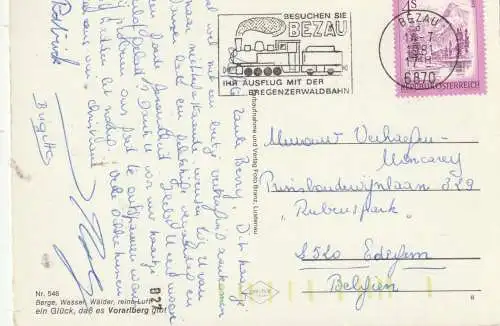 EISENBAHN / RAILWAY, Werbe-Stempel Bregenzerwaldbahn Bezau