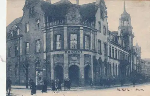 [Ansichtskarte] 5160 DÜREN, Postamt, Litfaßsäule, 1925. 