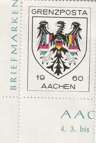 [Ansichtskarte] 5100 AACHEN, Stadtwappen, Vignette zur Grenzposta 1960. 