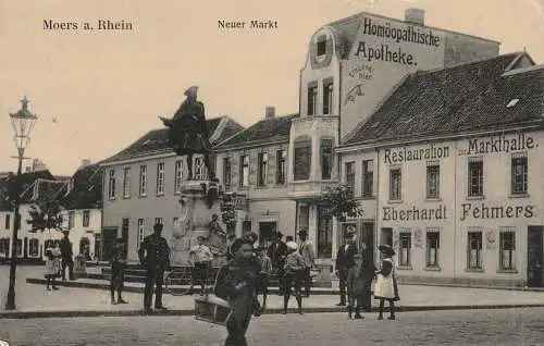 4130 MOERS, Neuer Markt, Homöopathische Apotheke, Restauration Markthalle, belebte Szene, Verlag Welfonder