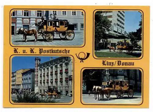 [Ansichtskarte] POST - POSTKUTSCHE K. u. K. Postkusche Linz / Donau. 