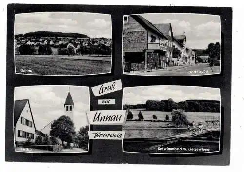 [Ansichtskarte] 5439 BAD MARIENBERG - UNNAU, Gasthof Knoche - Dorfstrasse, Schwimmbad, Kirche, Gesamtansicht. 